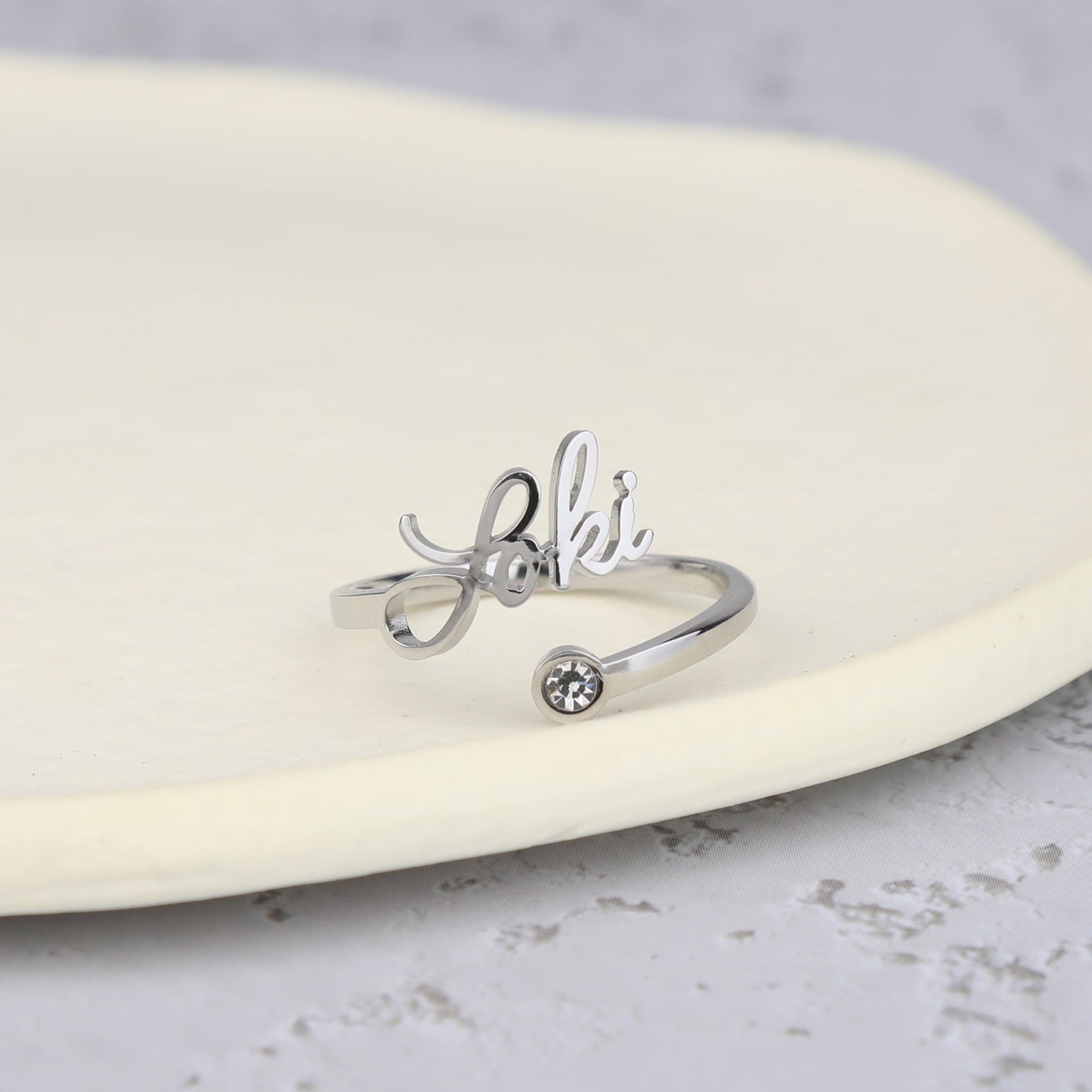 Personalized Birthstone Name Ring