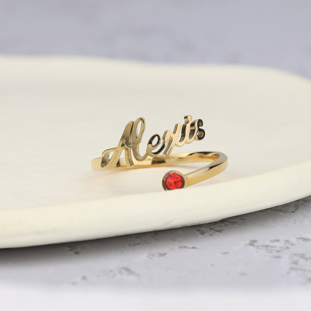 Personalized Birthstone Name Ring