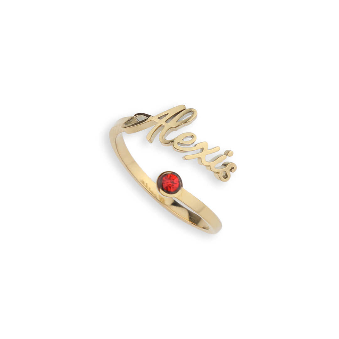 Personalized Birthstone Name Ring