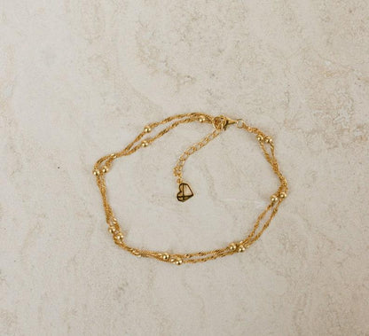 Delicate Duo Bead Chain Anklet