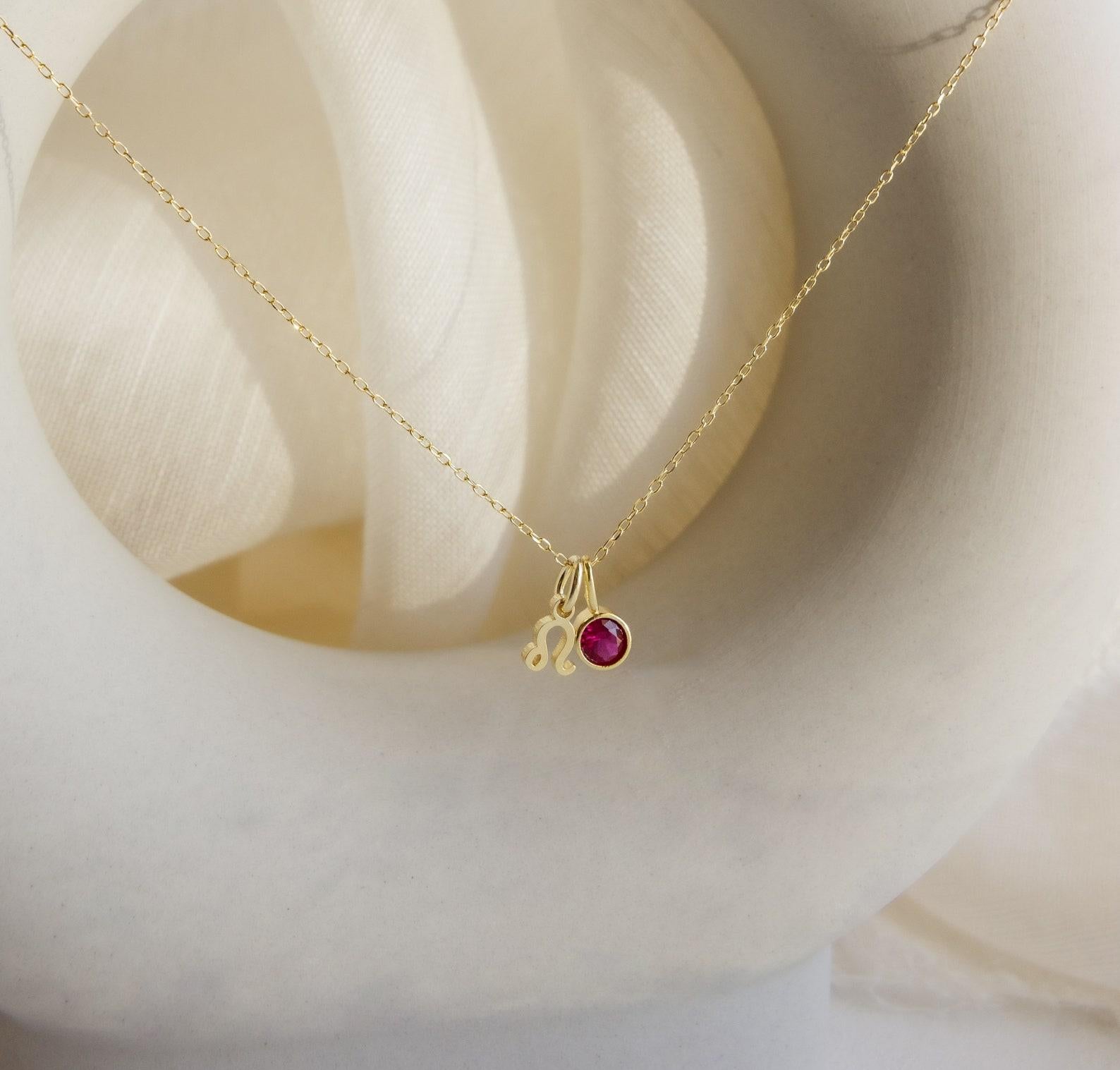 Personalized Zodiac Birthstone Necklace