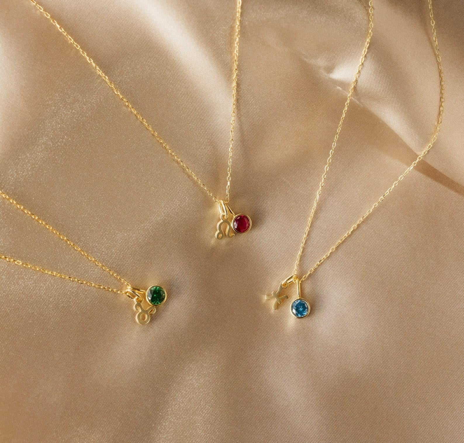 Personalized Zodiac Birthstone Necklace