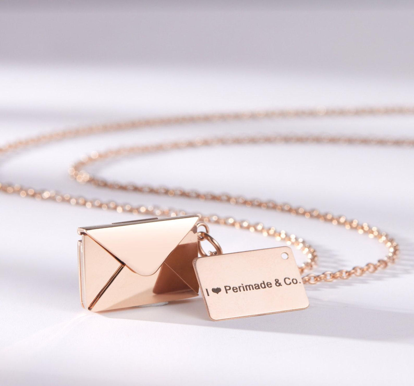 Custom Engraved Gold Envelope Couple Necklace