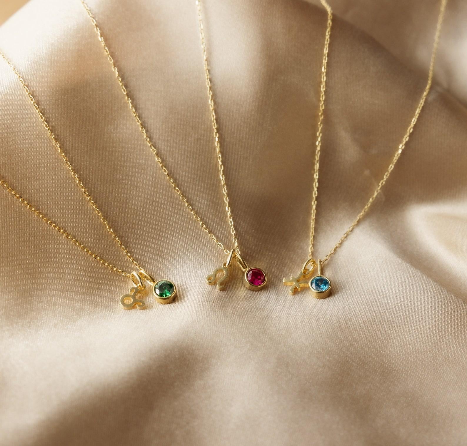 Zodiac Birthstone Necklace for Her