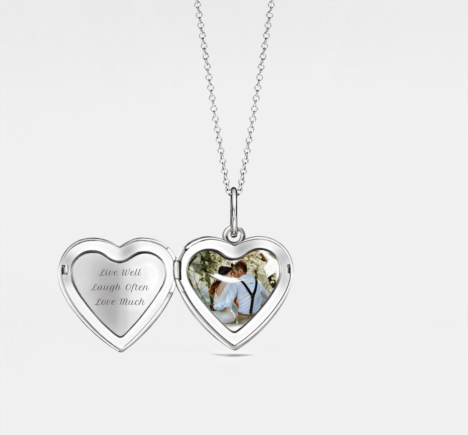 Heart Photo Locket Necklace in Sterling Silver