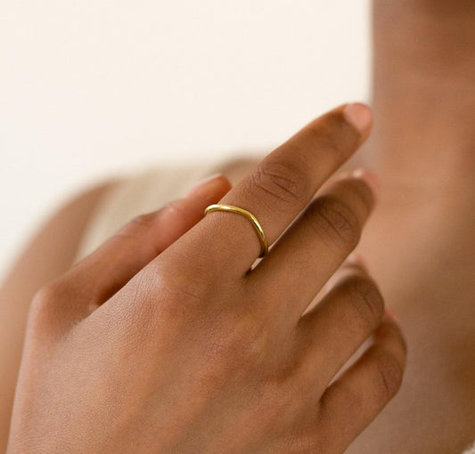 Gold and Sterling Silver Dainty Wave Ring