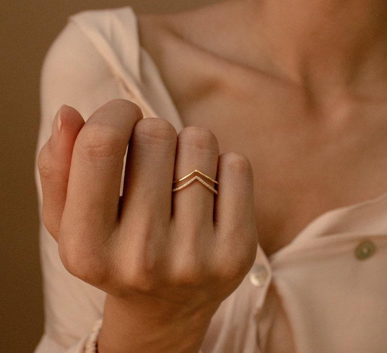 Curve Ring Set Thin Gold Minimalist