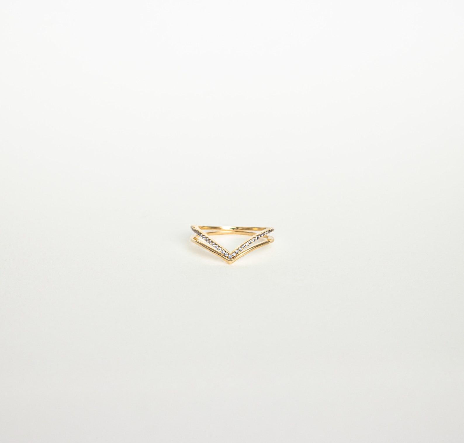 Curve Ring Set Thin Gold Minimalist