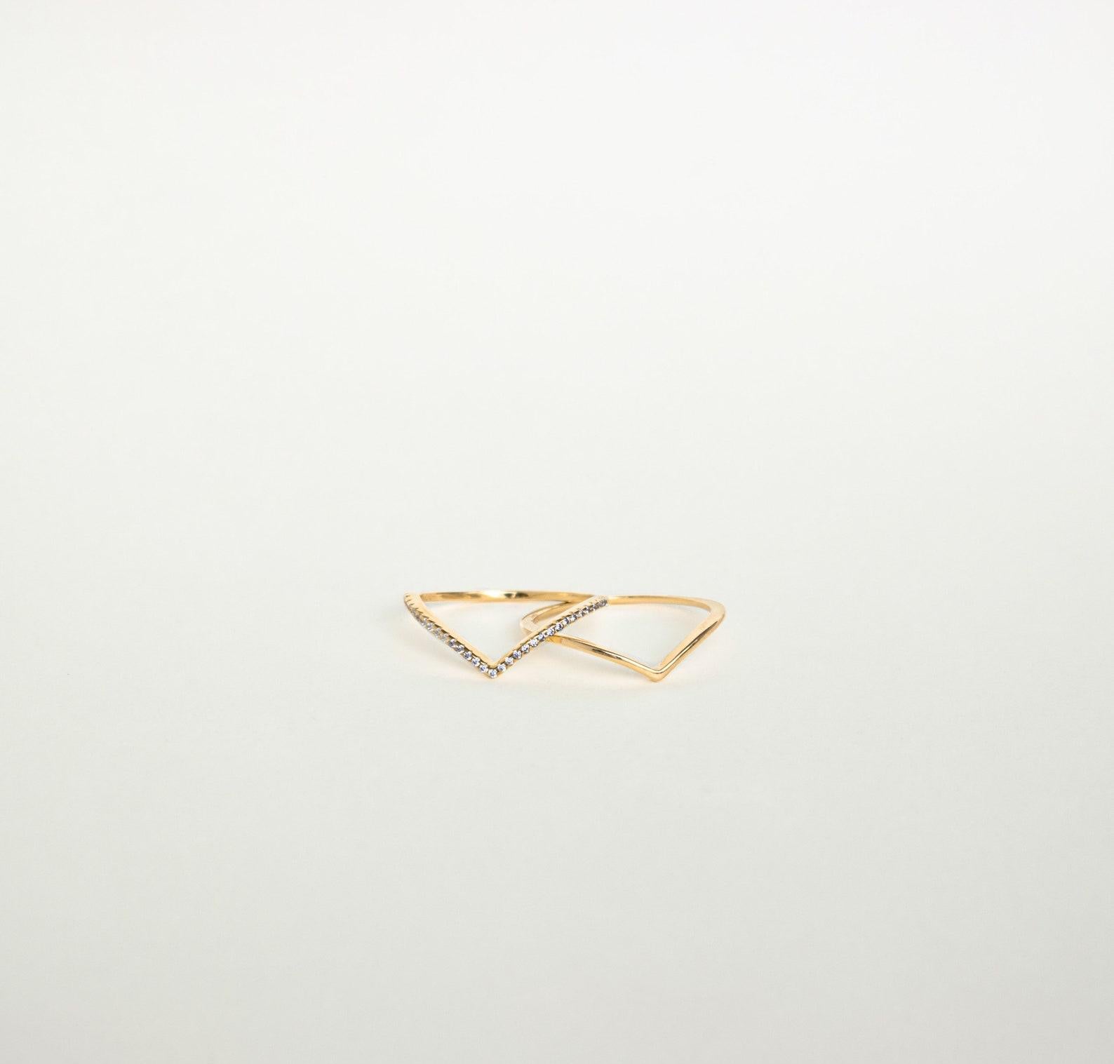 Curve Ring Set Thin Gold Minimalist