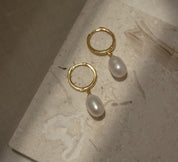 Pearl Dangling Hoop Earrings for Special Occasions