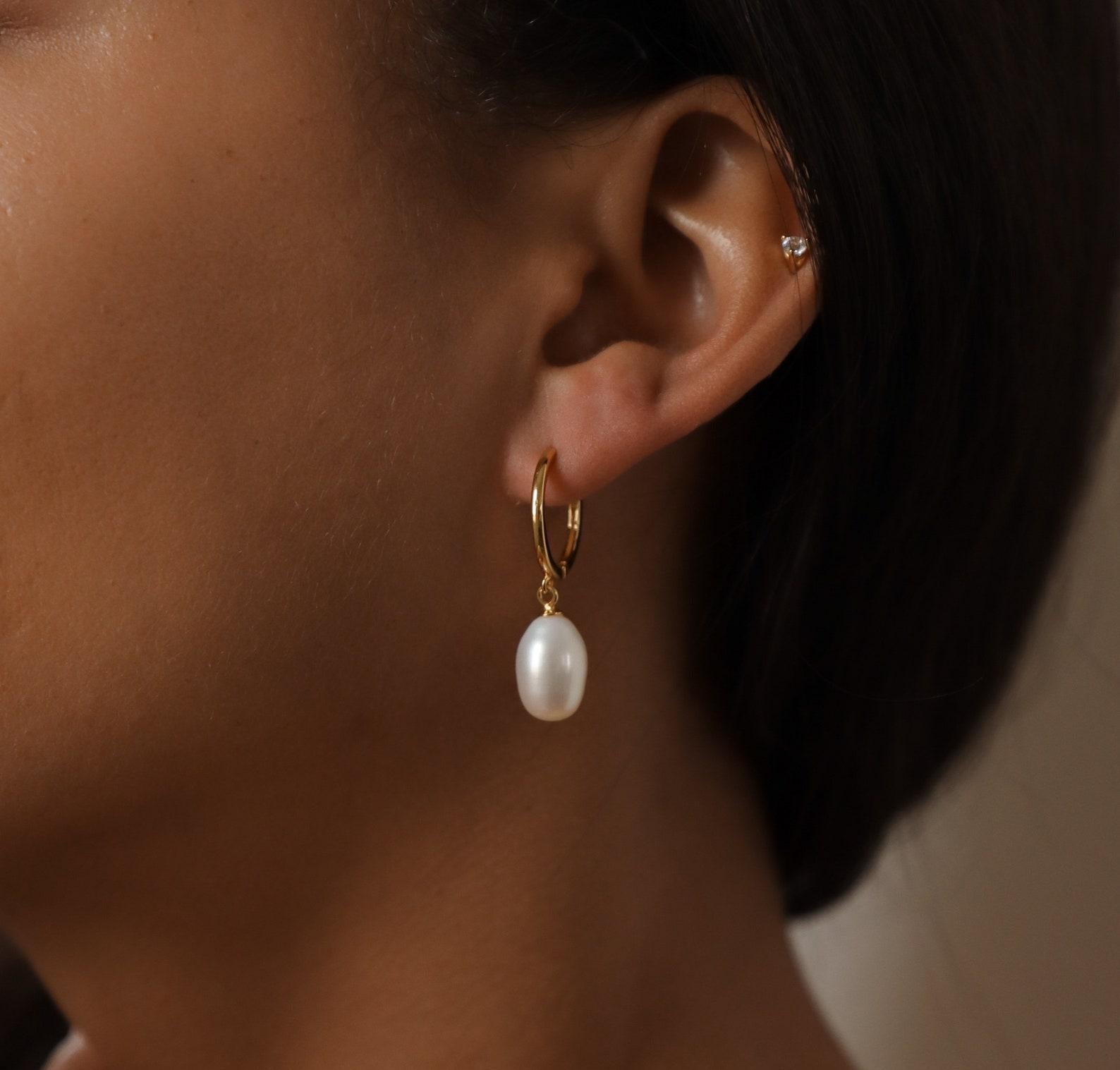 Pearl Dangling Hoop Earrings for Special Occasions