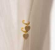 Gold Diamond Pave Heart Ear Cuffs