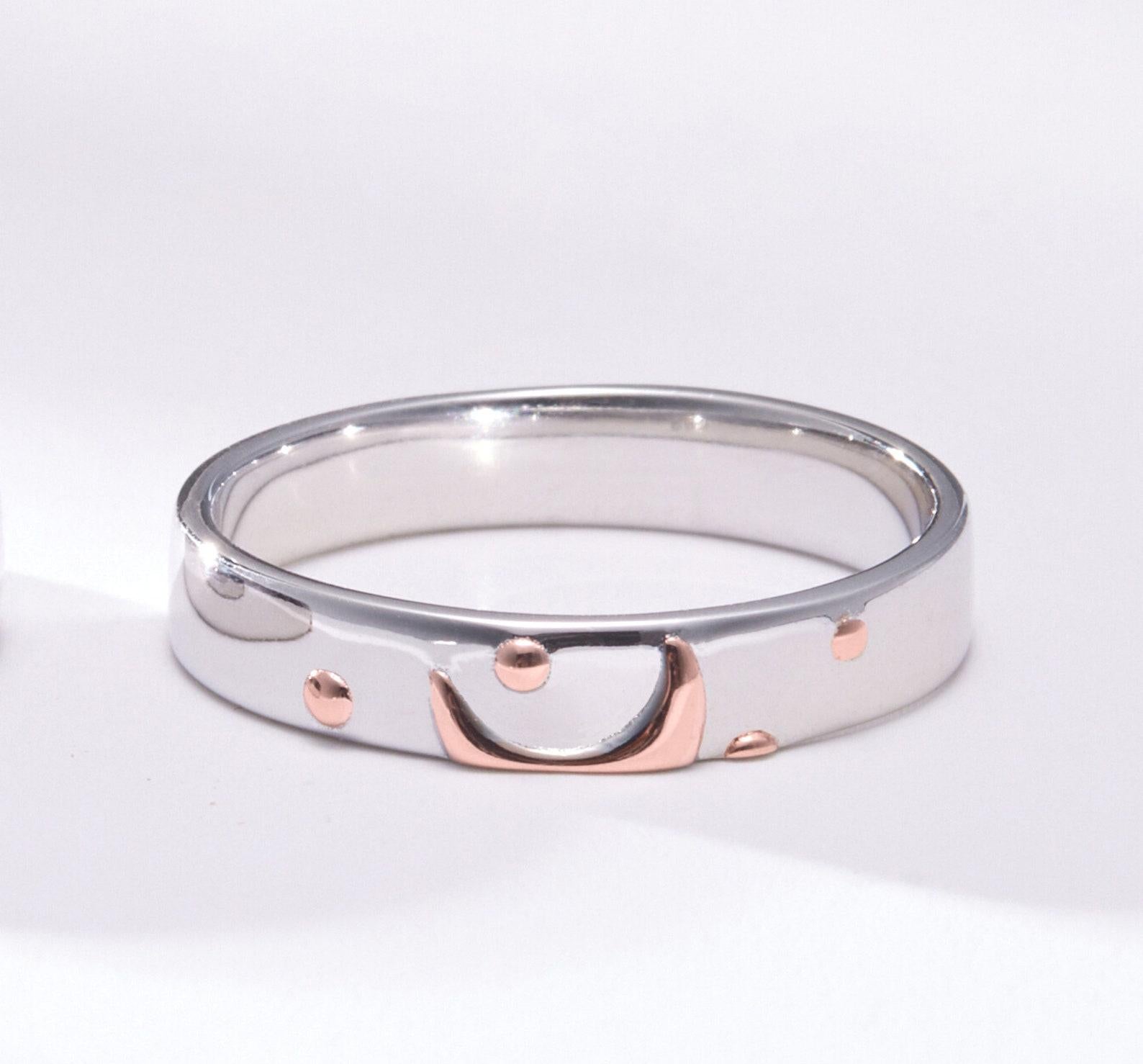 Sun Star Moon Silver Couple Ring