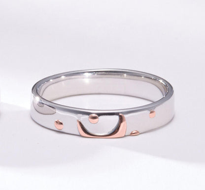 Sun Star Moon Couple Silver Ring