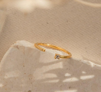 Custom Gold Pave Adjustable Open Ring