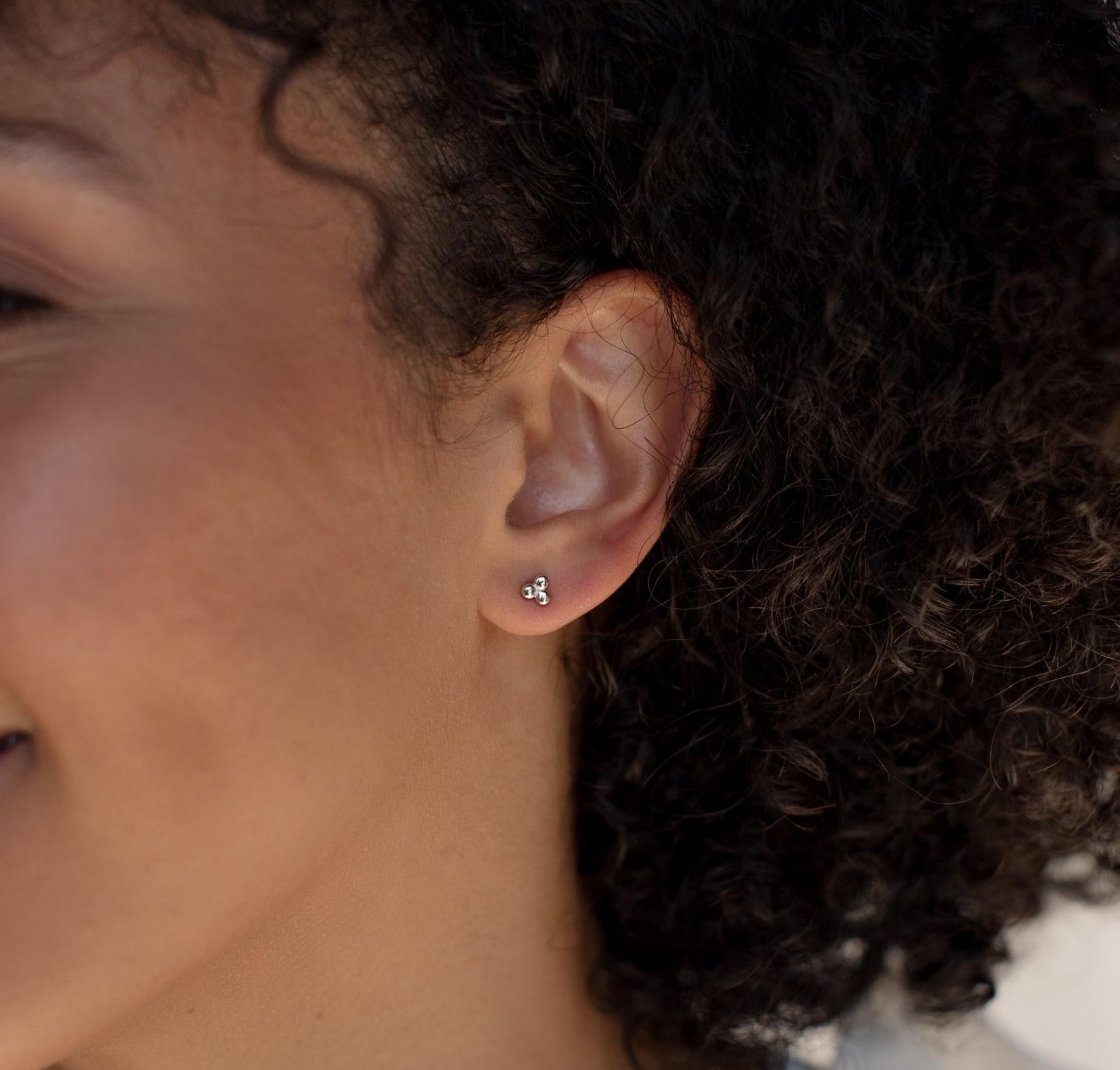 Small Gold Beaded Stud Earrings