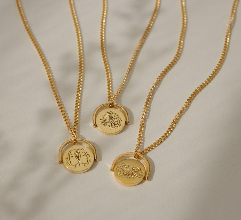 Personalized Zodiac Spinner Necklace Gift