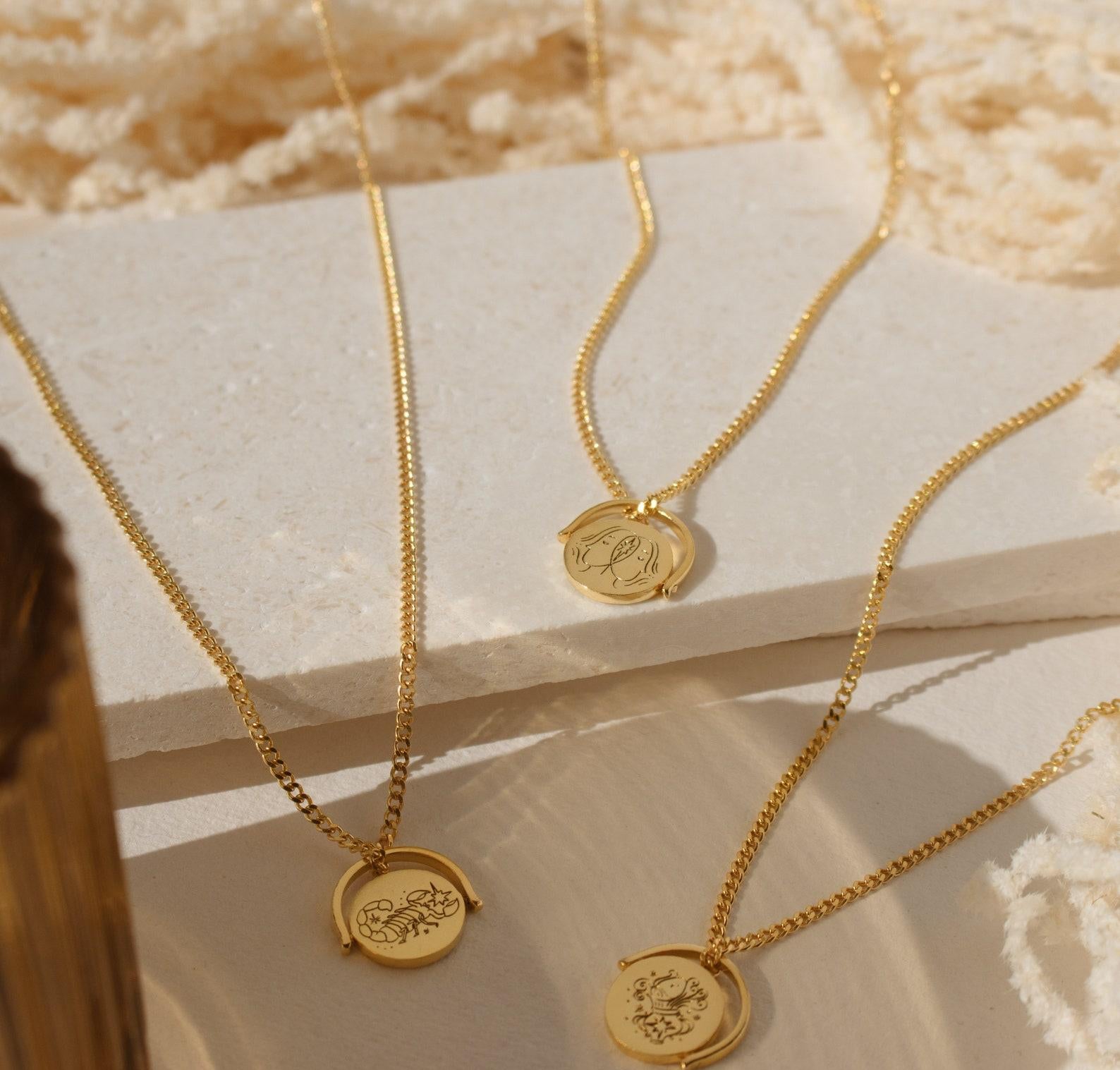 Personalized Zodiac Spinner Necklace Gift