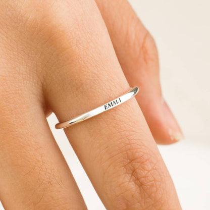 Tiny Stackable Sterling Silver Name Ring