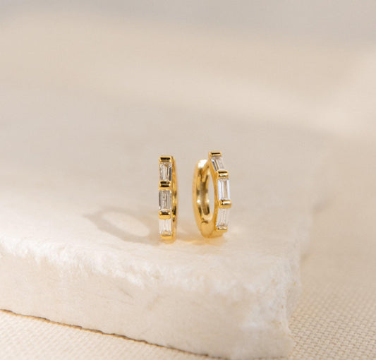 Personalized Gold Diamond Huggie Earrings