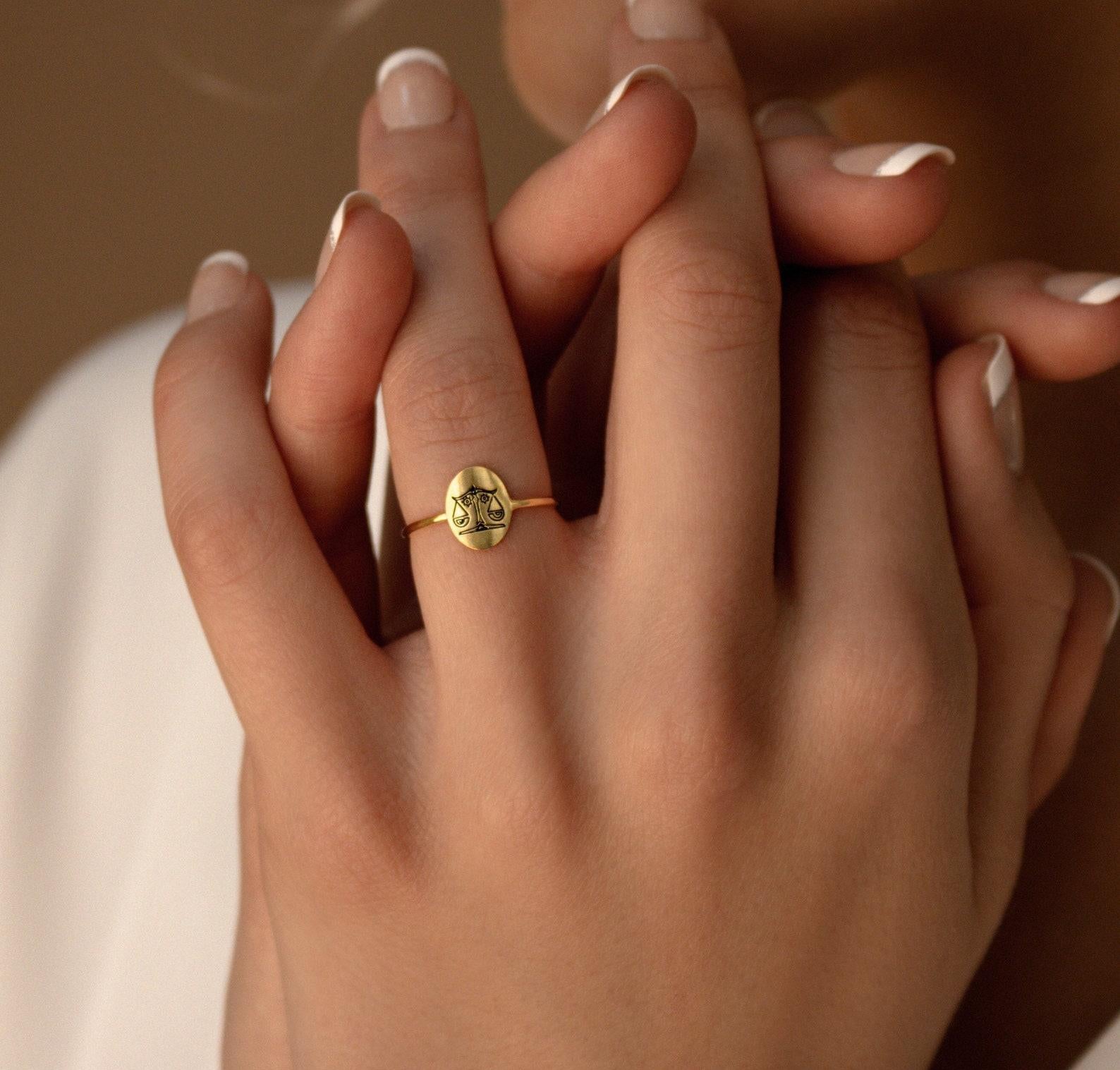 Personalized Gold Zodiac Signet Ring