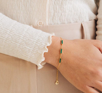 Dainty Boho Malachite Charm Bracelet