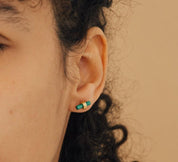 Green Malachite Bar Stud Earrings