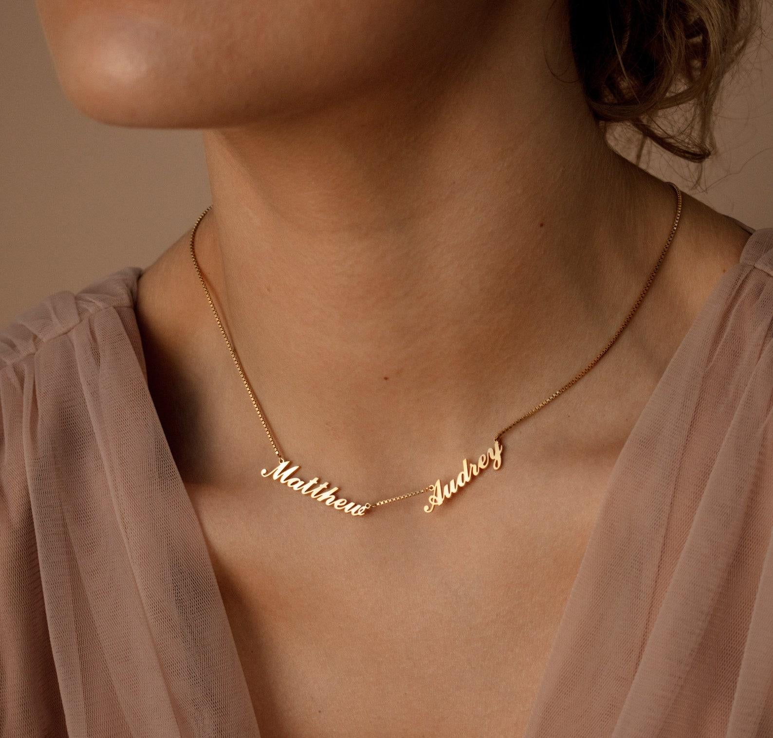 Personalized Minimalist Double Name Necklace