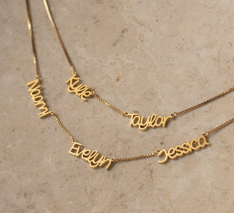 Custom Multi Name Box Chain Necklace