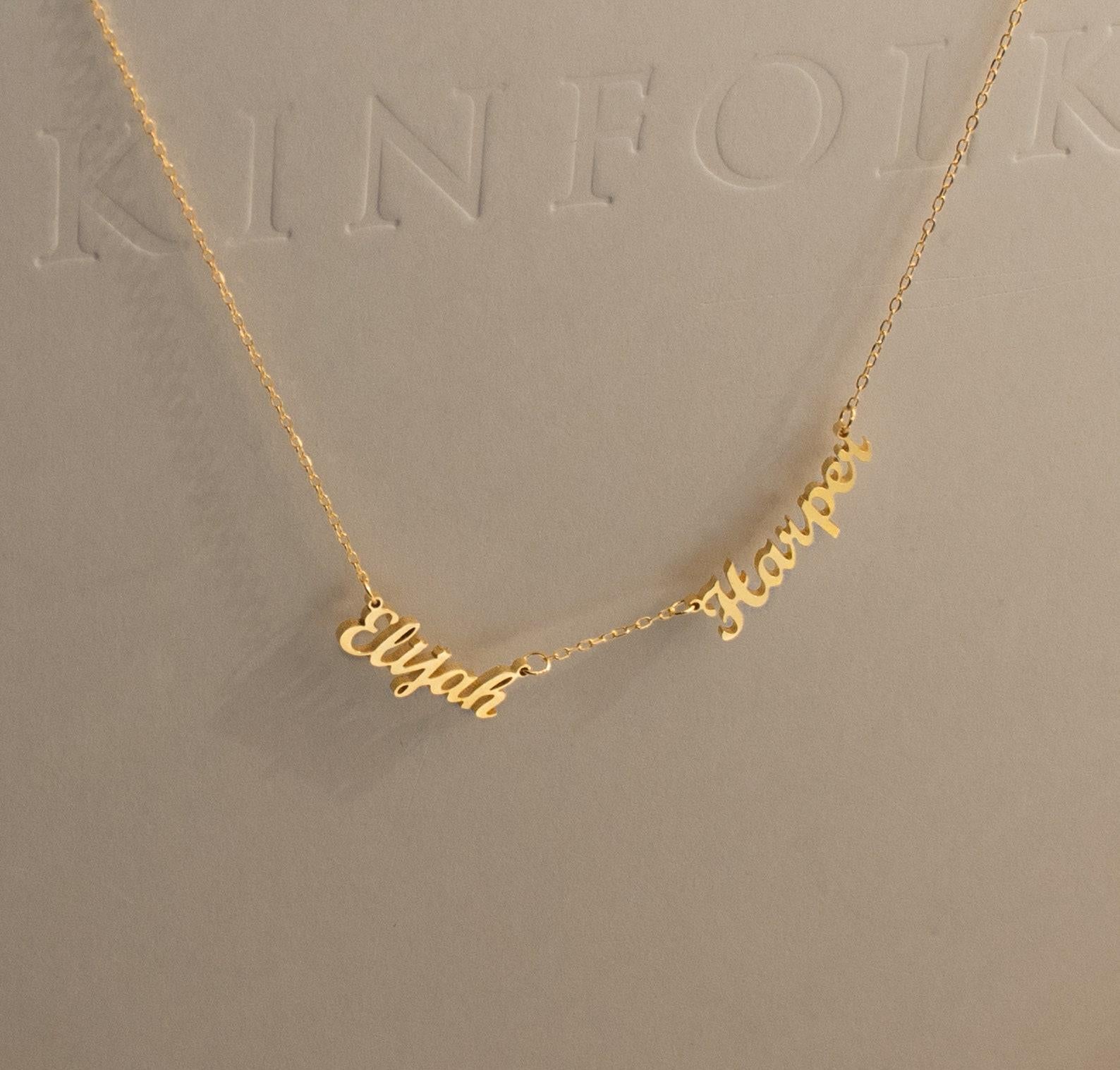 Personalized Two Name Gold Necklace