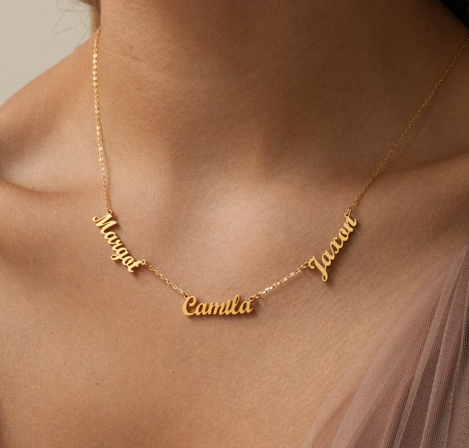 Personalized Two Name Gold Necklace