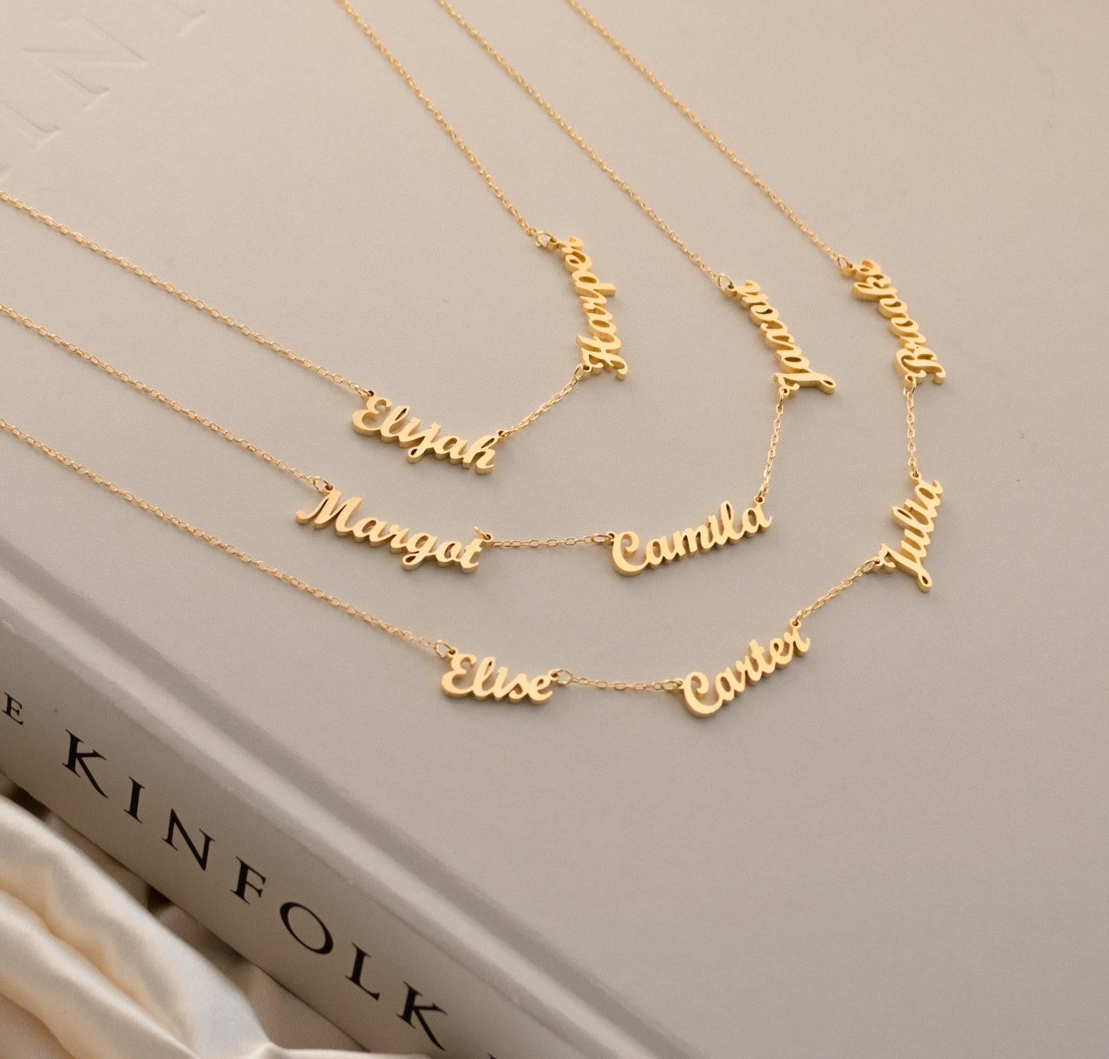 Personalized Two Name Gold Necklace