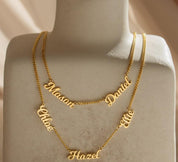 Custom Family Name Necklace with Thick Curb Chain