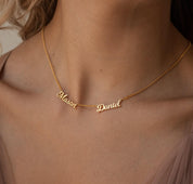 Custom Family Name Necklace with Thick Curb Chain