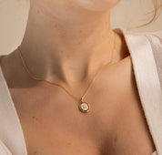 White Enamel Gold Initial Necklace