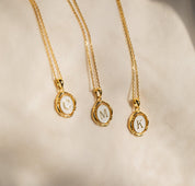 White Enamel Gold Initial Necklace