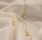 White Enamel Gold Initial Necklace