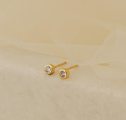 Dainty Gold and Silver Diamond Stud Earrings