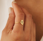 Dainty Floral Birth Flower Ring in Gold Silver Rose