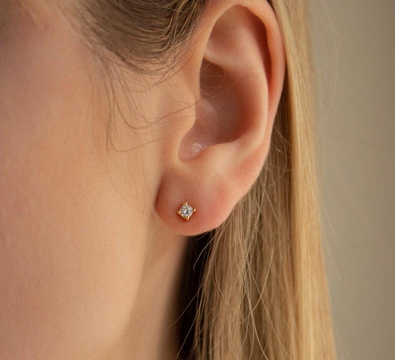 Dainty Diamond Stud Earrings for Mom