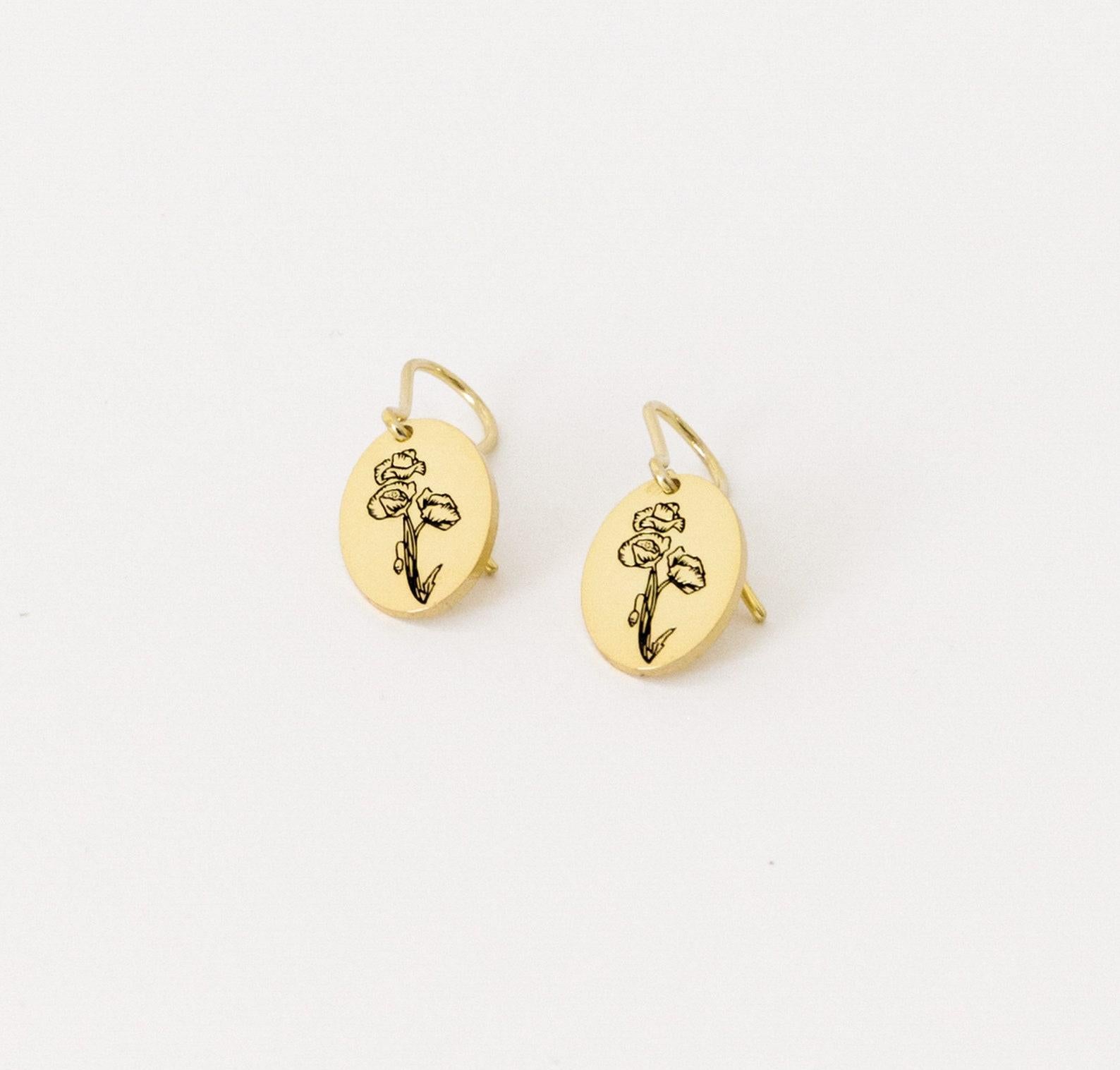 Dainty Birth Flower Dangle Earrings