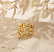 Personalized Three Name Ring for Gifts