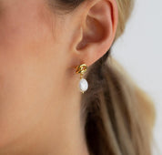 Minimalist Knot Pearl Drop Earrings