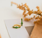 Emerald Stone Huggie Earrings for Everyday Wear