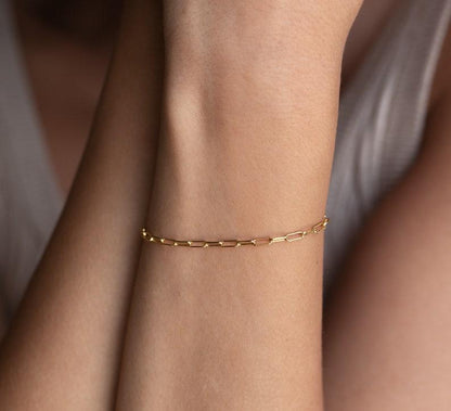 Gold and Silver Paperclip Chain Bracelet