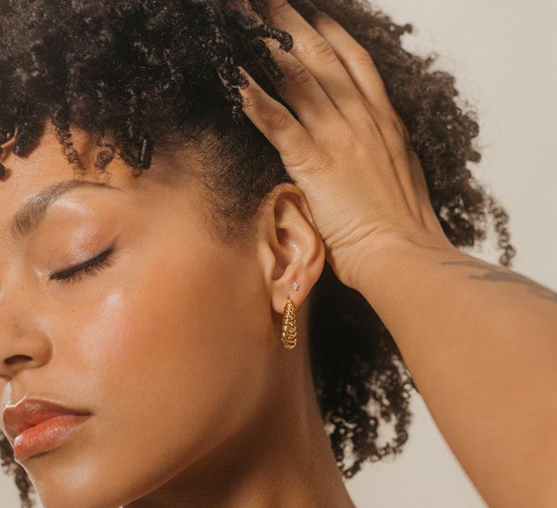 Bold Twisted Spiral Hoop Earrings in Gold and Silver