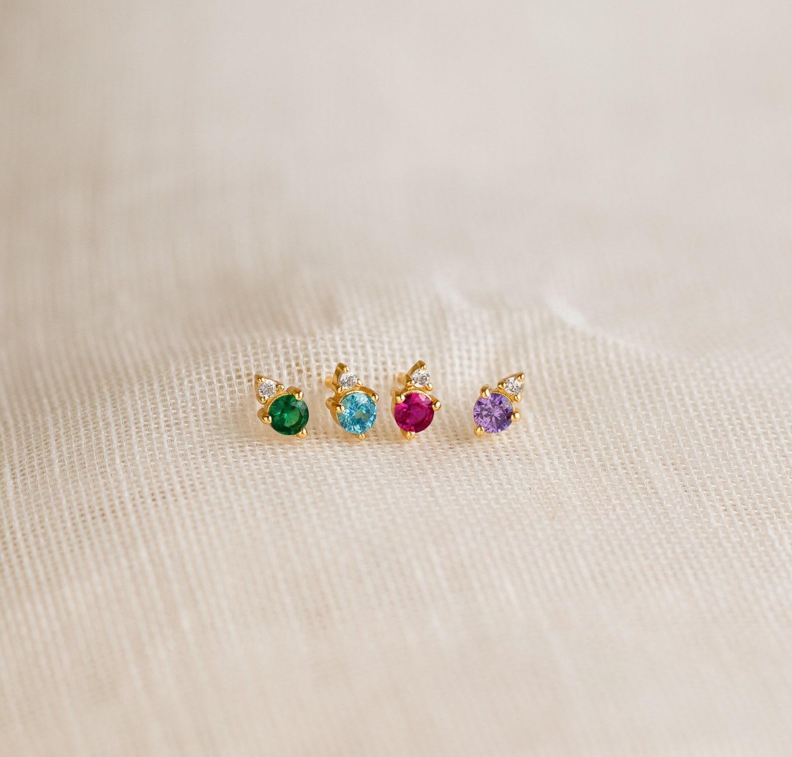 Personalized Birthstone Stud Earrings for Her