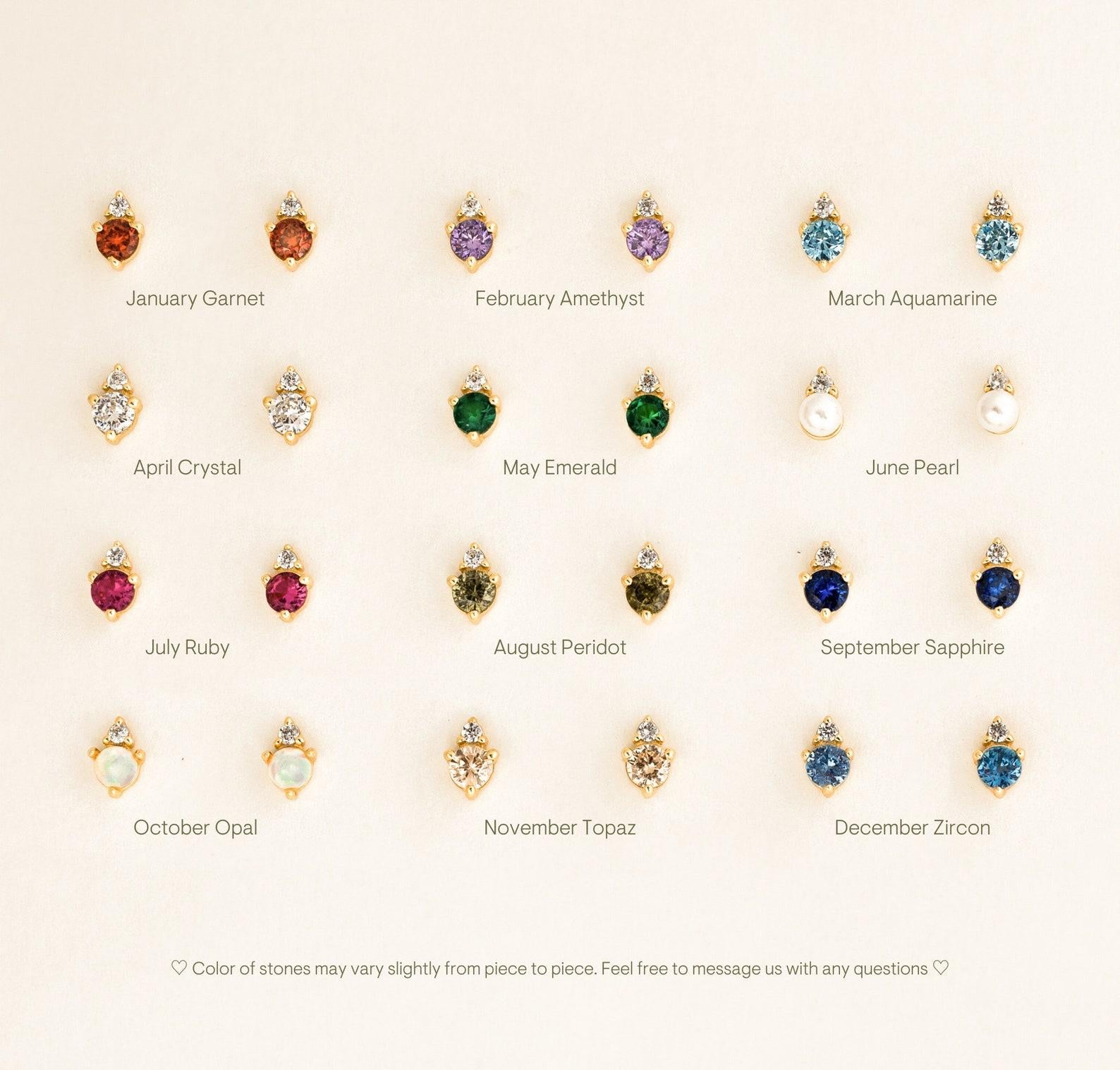 Personalized Birthstone Stud Earrings for Her