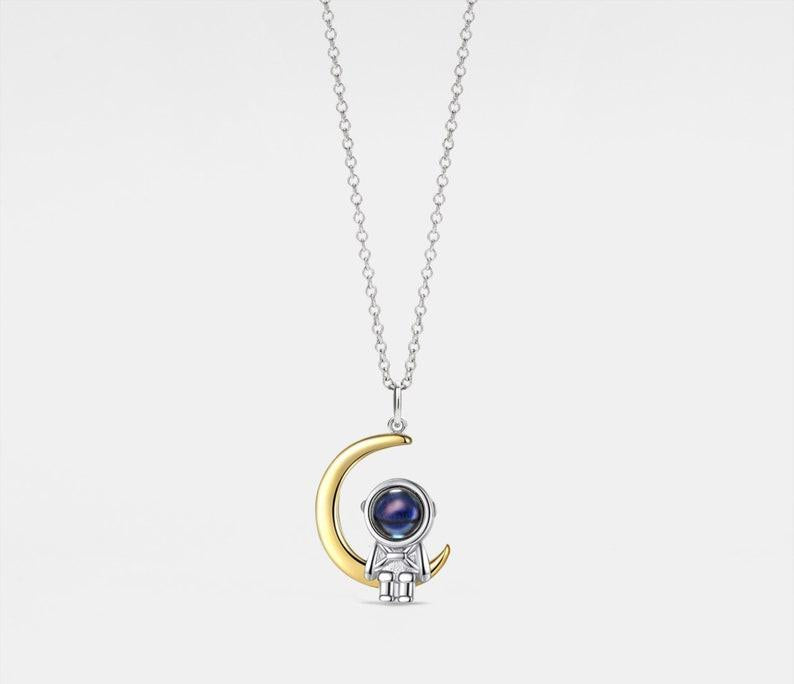 Silver Astronaut Space Projection Necklace