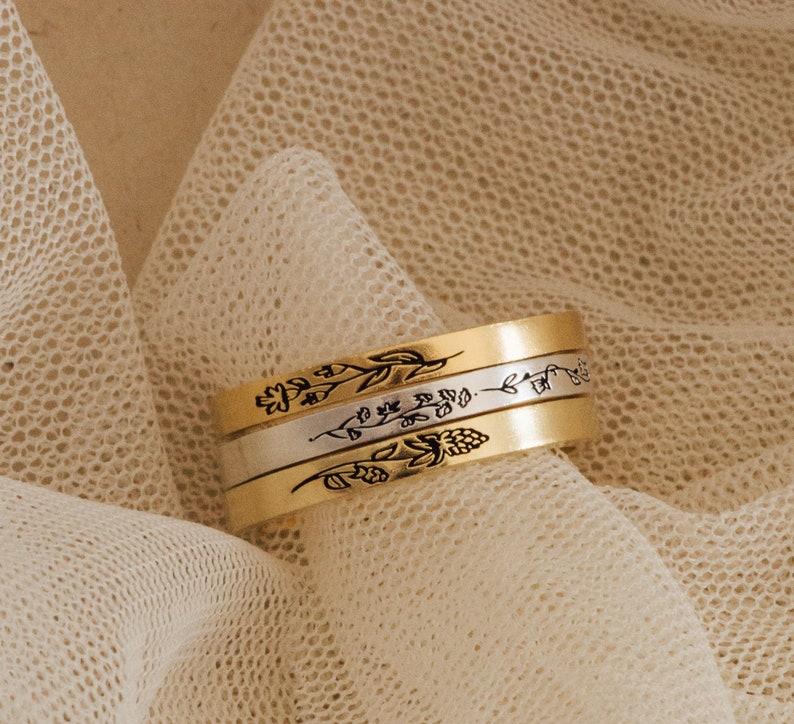 Personalized Engraved Floral Friendship Ring